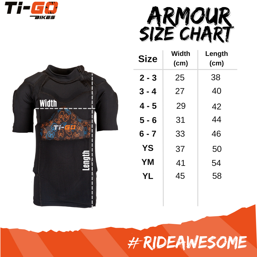 Ti-GO 'RIDE-SHIELD' Padded Zip-Up Body Armour Short Sleeve Jersey
