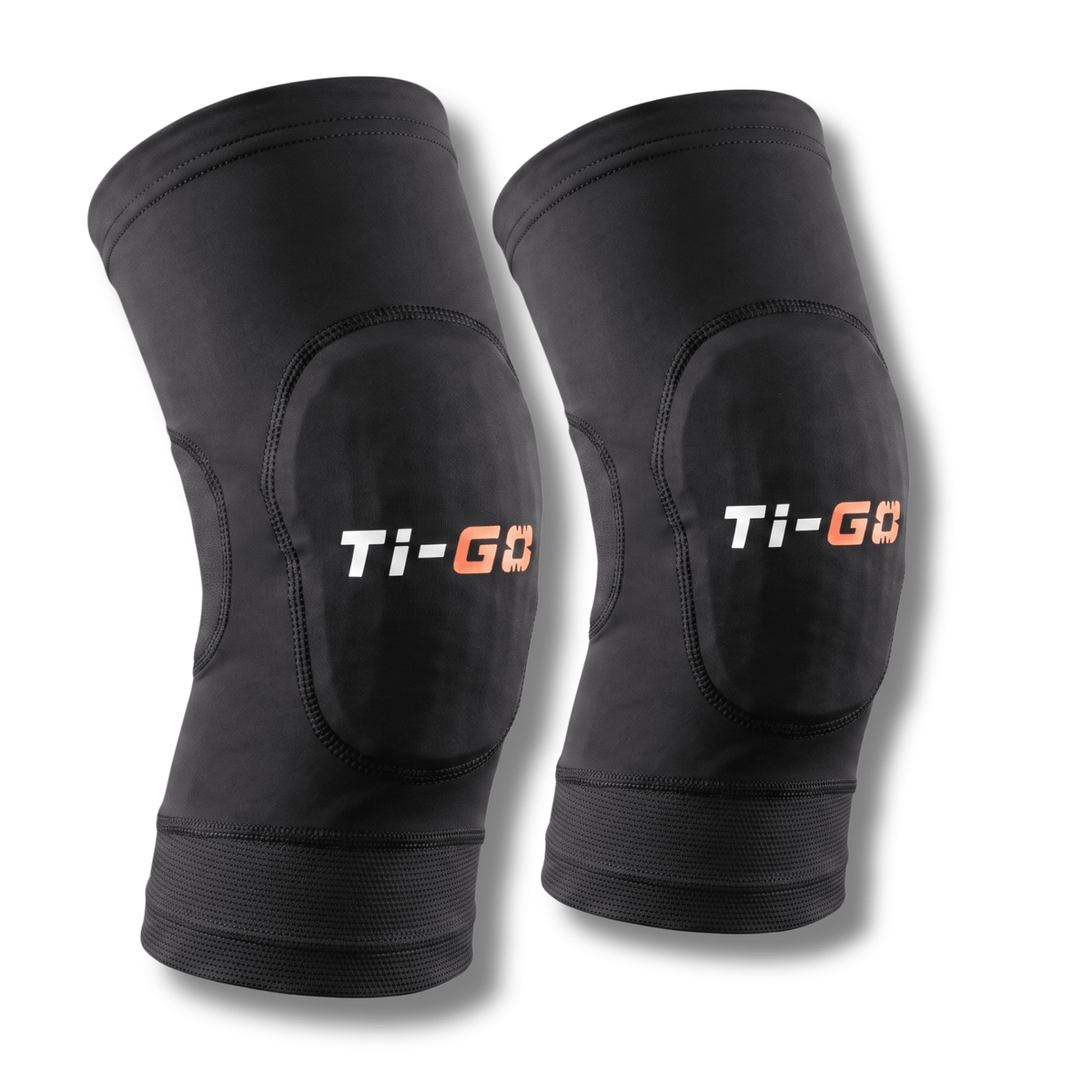 Pair of Ti-GO Tech Youth knee pads in black – kids' cycling knee pads for ages 8–13