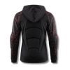 Back of the Ti-GO kids armour hoodie showing sewn-in back padding and elbow pads