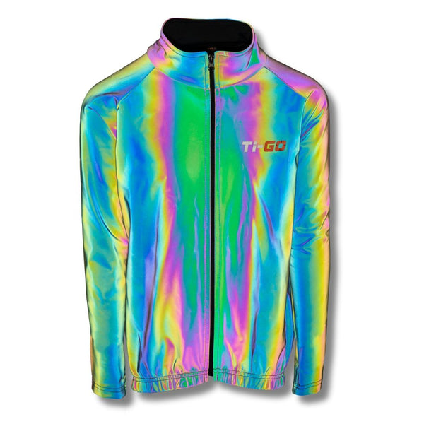 Ti-GO 'Now You See Me' kids' reflective iridescent cycling jacket – product photo 1